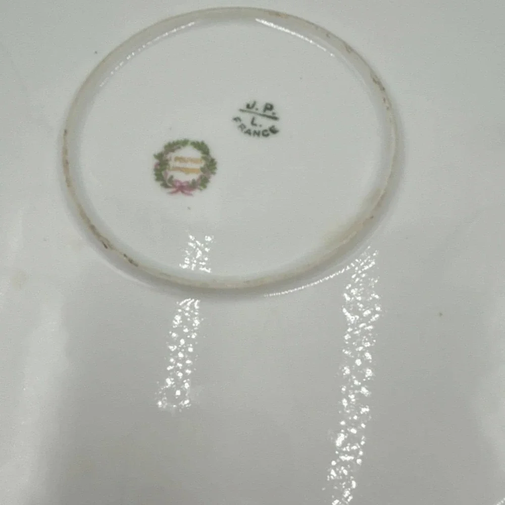 J.P. Limoges Porcelain Floral Decorative Plate/platter Gold Trim C.3330